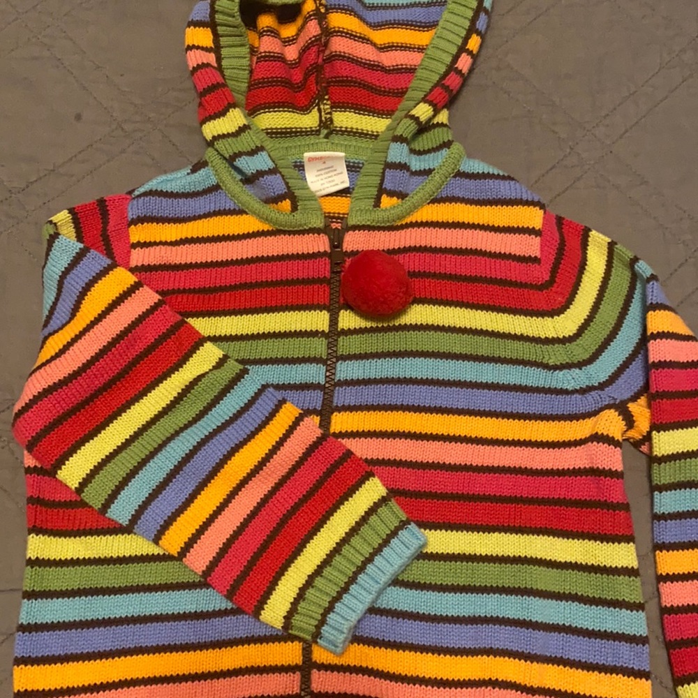 Girls Gymboree rainbow sweater sz 4 hoodie zip up